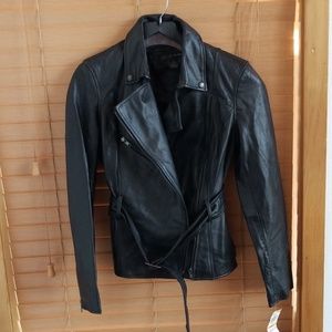 Black INC leather moto jacket sz S